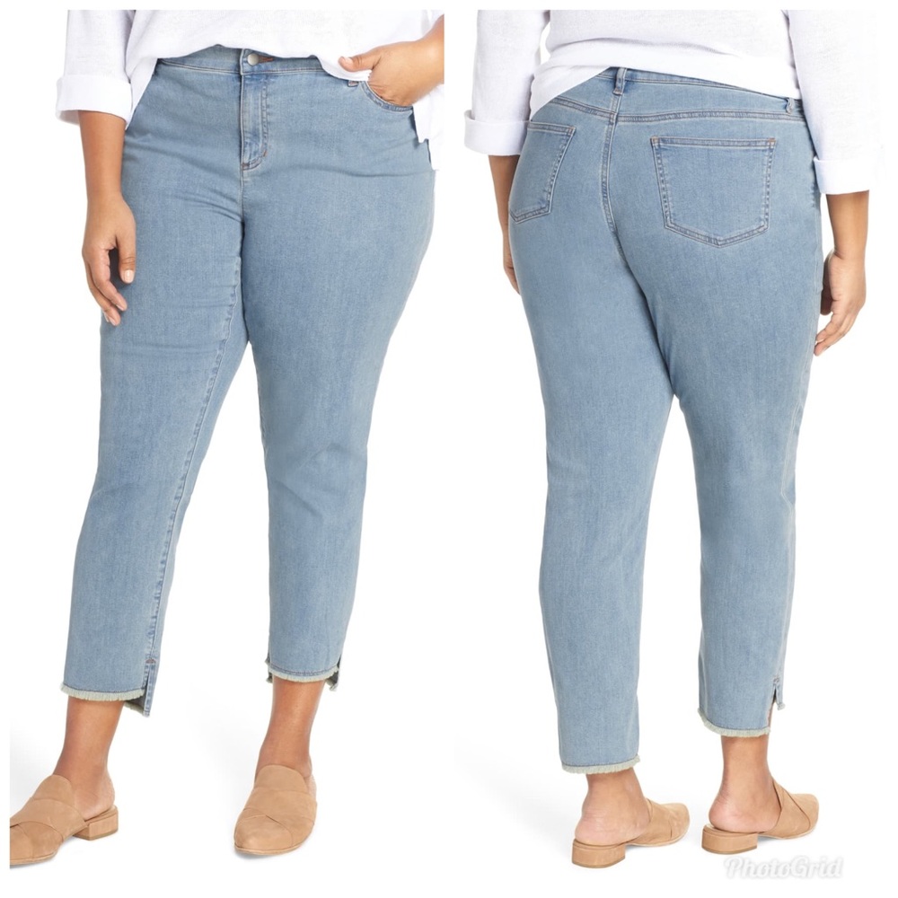 Eileen Fisher Fray Step Hem Ankle Skinny jeans